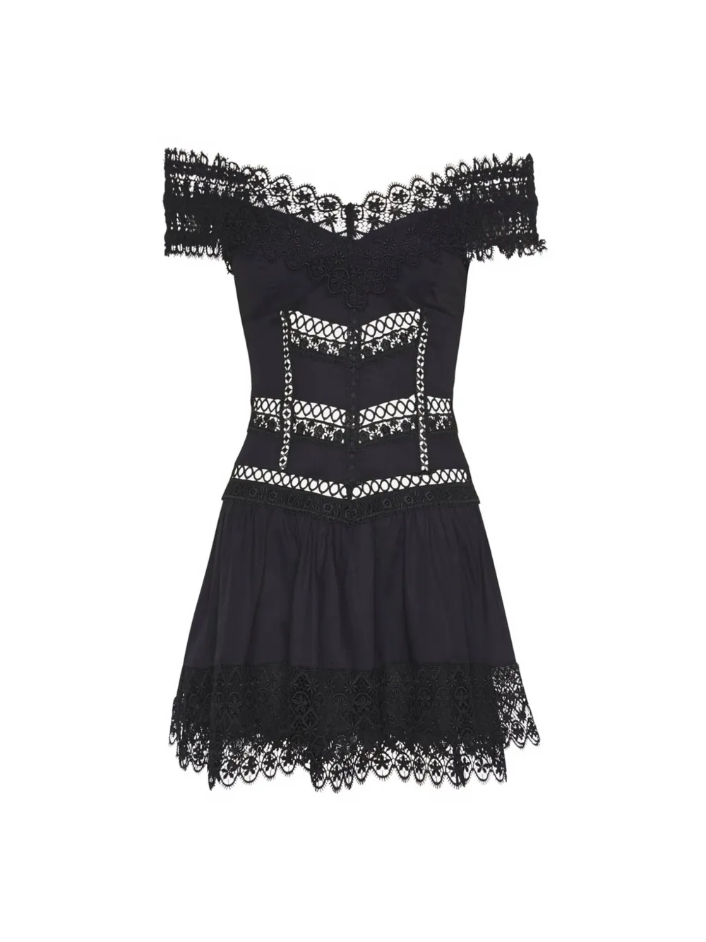 Charo Ruiz Ibiza Eliane lace-trim mini dress - Nero