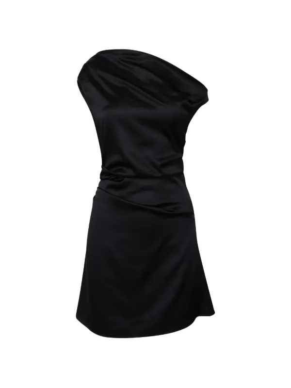 staud phare one shoulder dress STAUD, Mini Phare Silk Dress in Black, Size 6