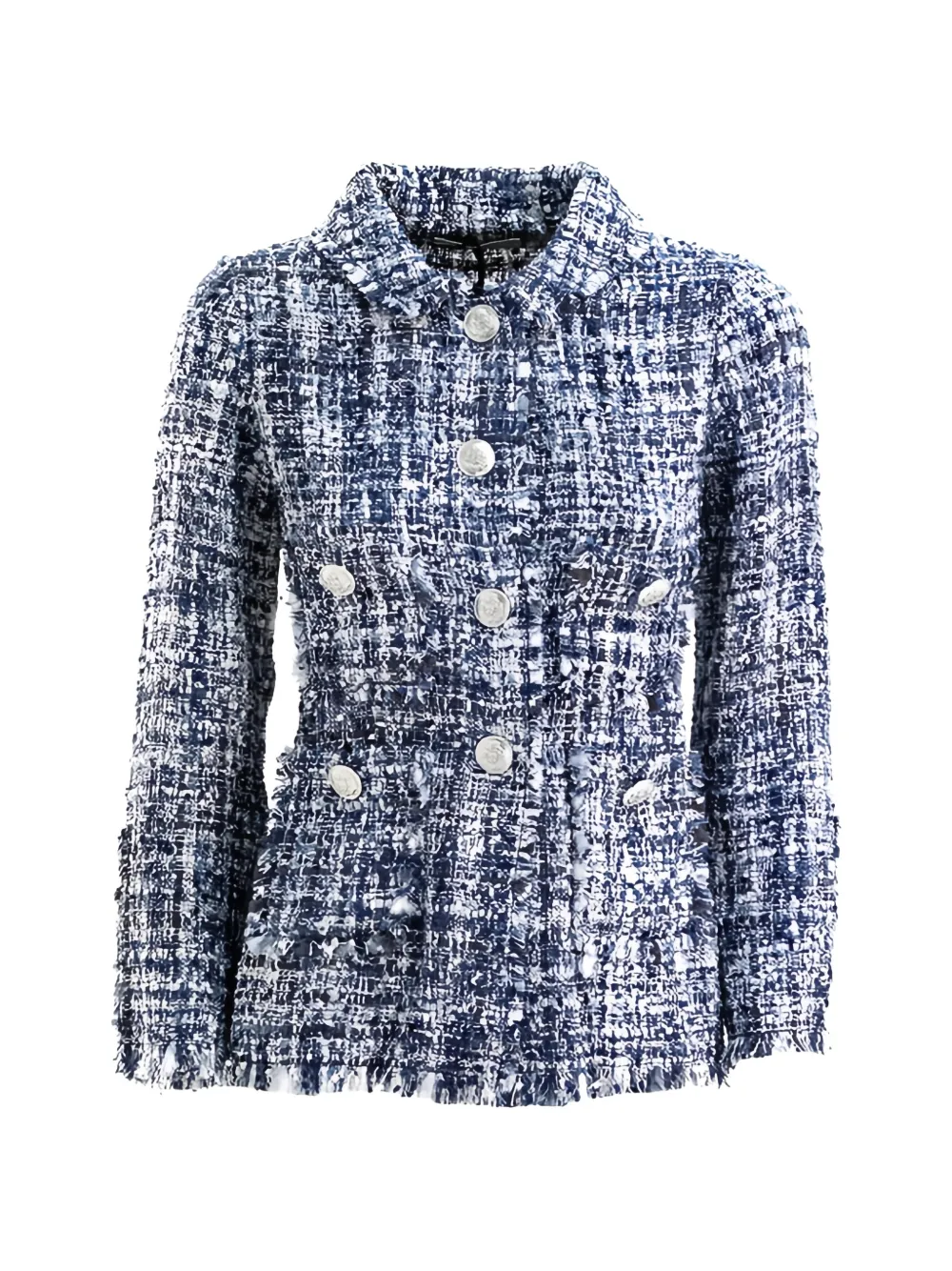Charlott frayed-edge tweed jacket - Blu