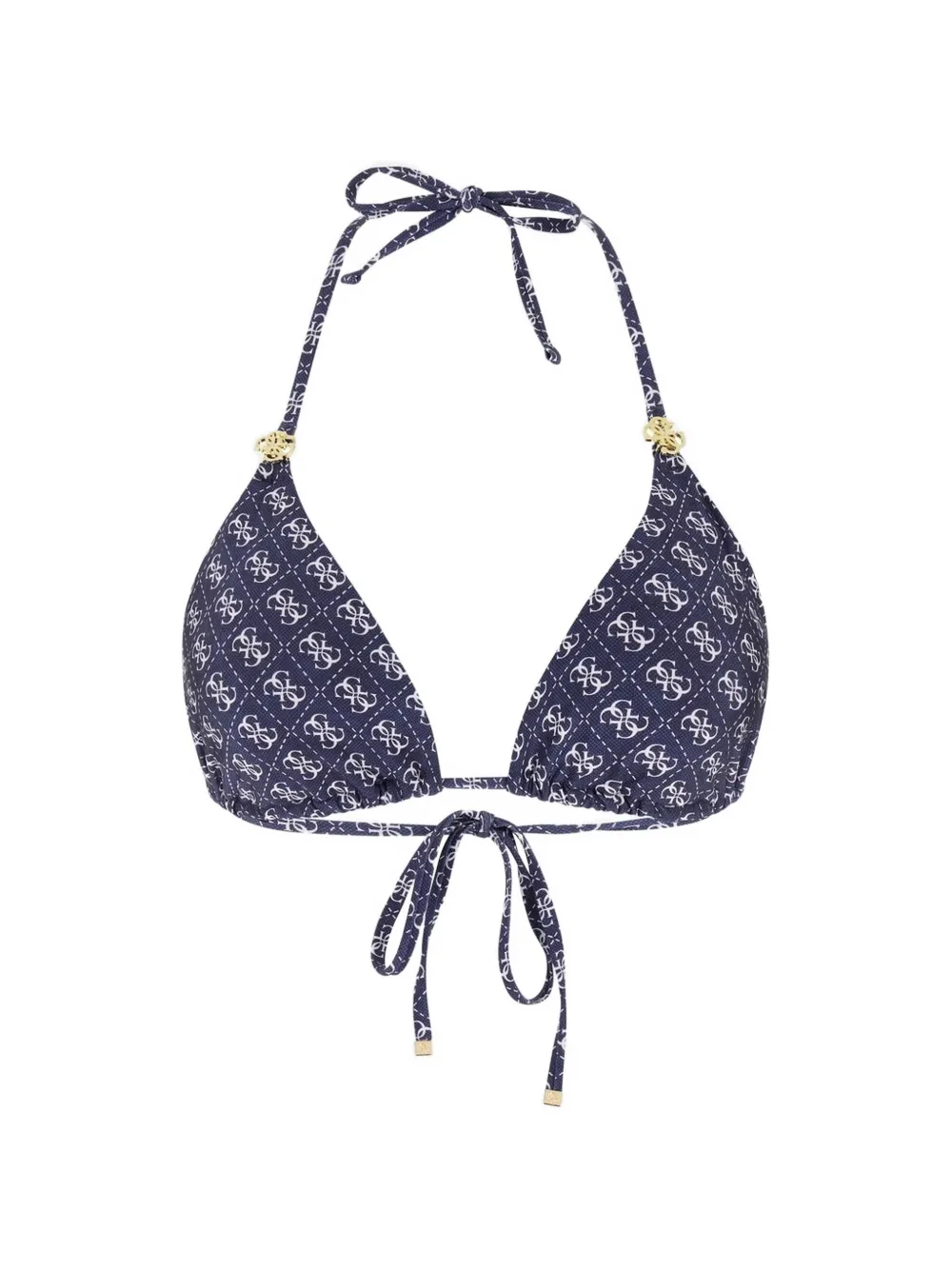 GUESS USA 4G logo-print triangle bikini top - Blu