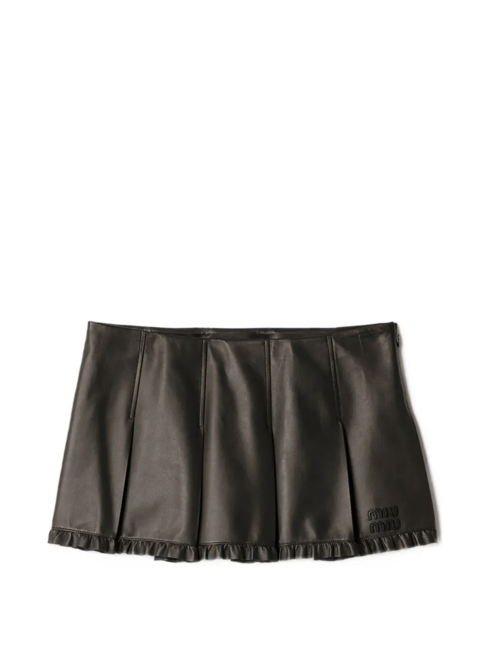 Miu Miu pleated nappa-leather skirt - Nero
