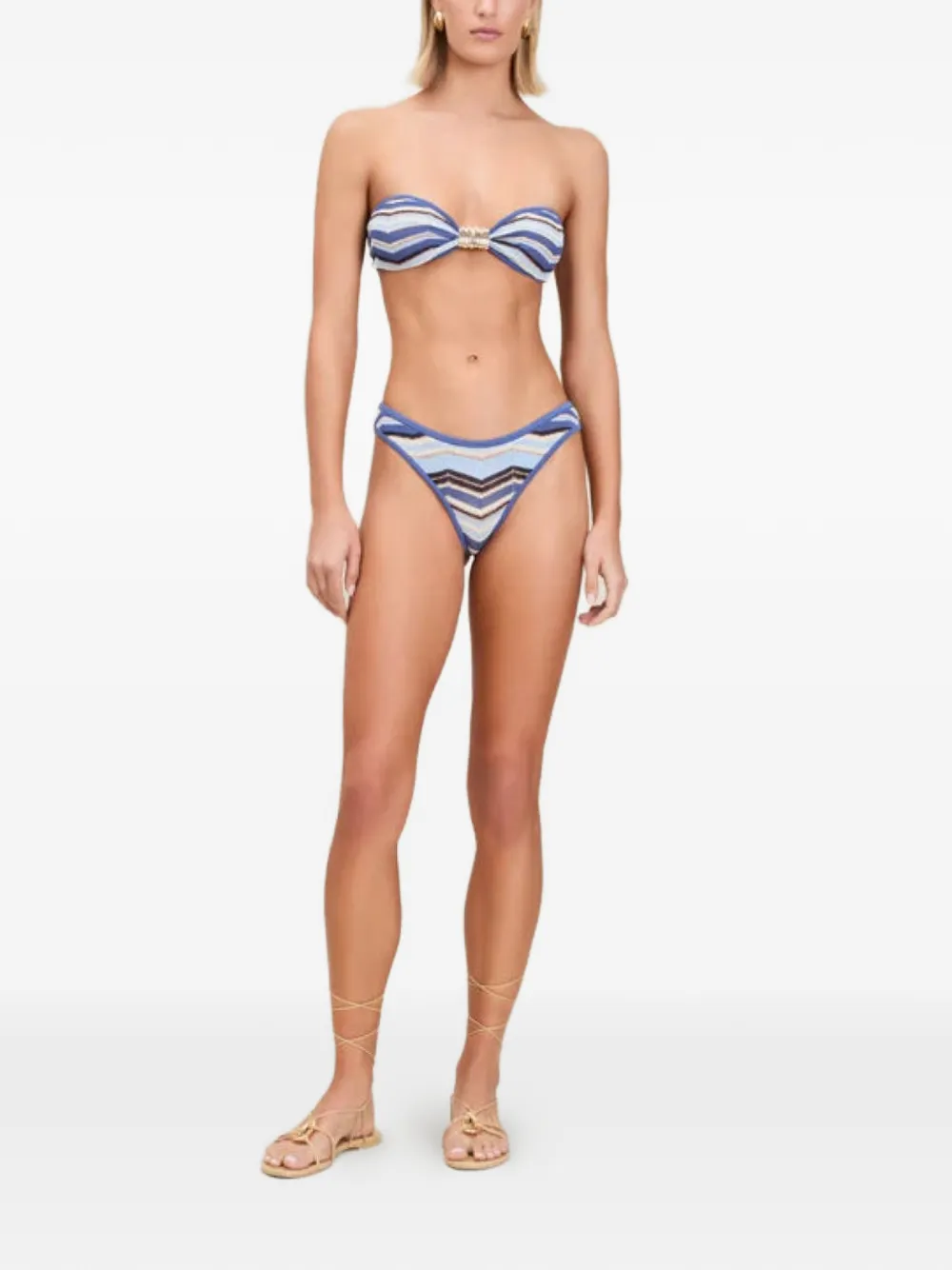  Devon Windsor Chevron-knit Bandeau Bikini - Bleu 