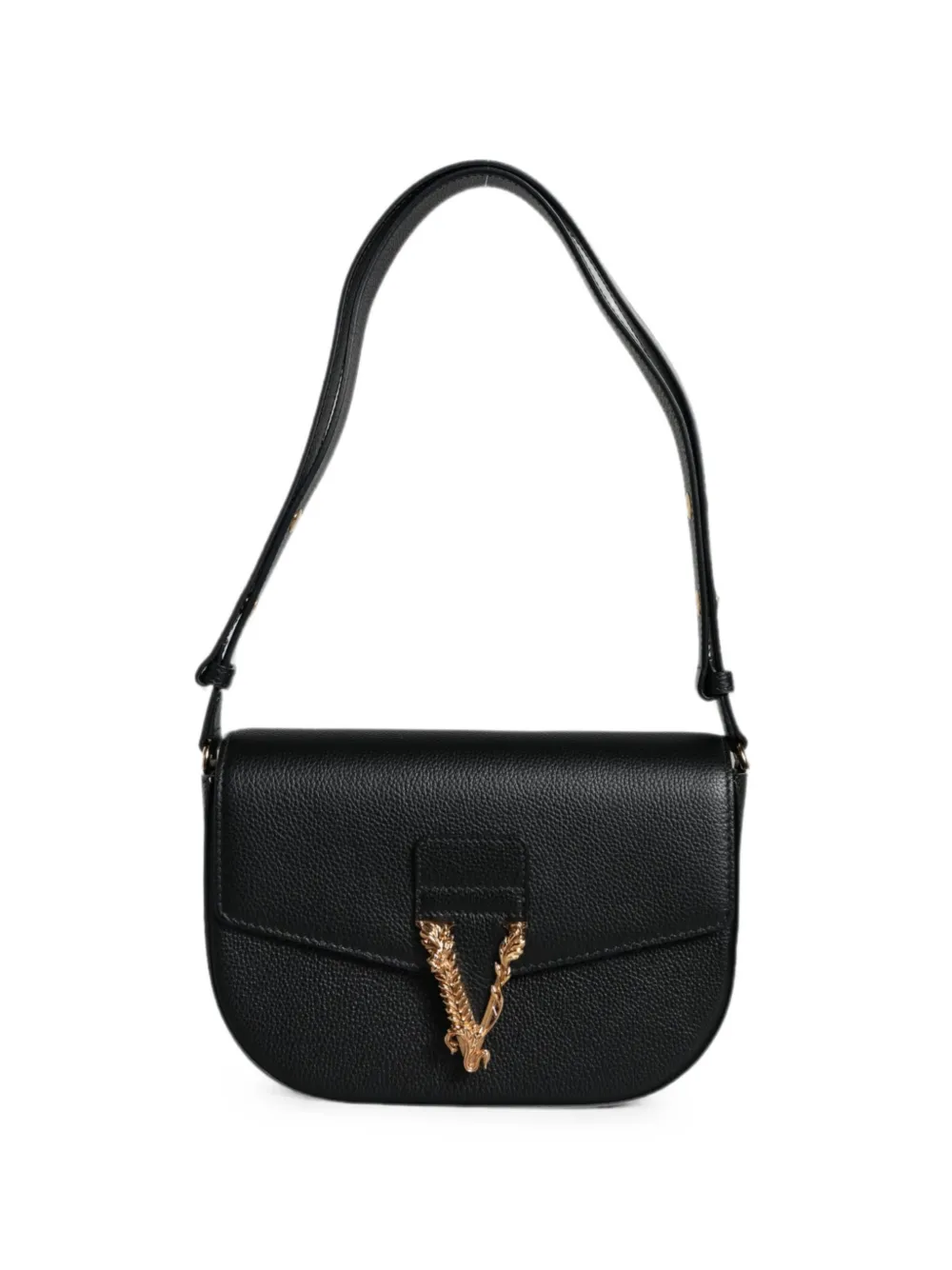 Versace Borsa a spalla La Medusa in pelle pieno fiore - Nero