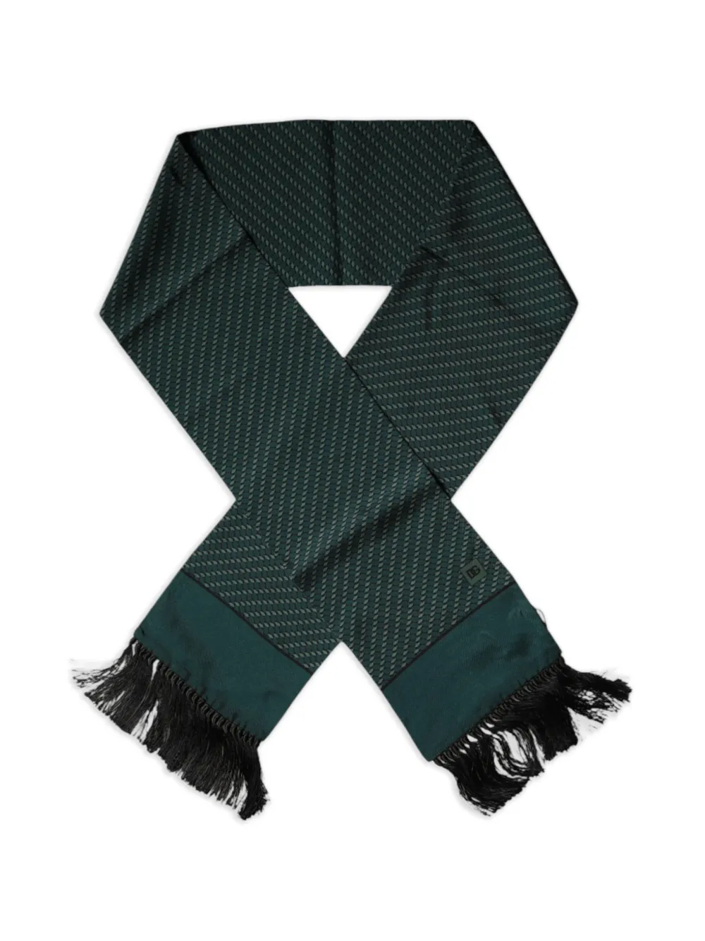 Dolce & Gabbana Sciarpa con motivo geometrico e frange - Verde