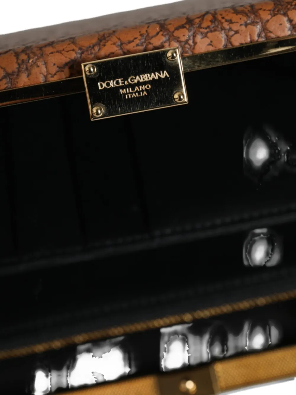 Dolce & Gabbana Leren clutch met textuur Bruin