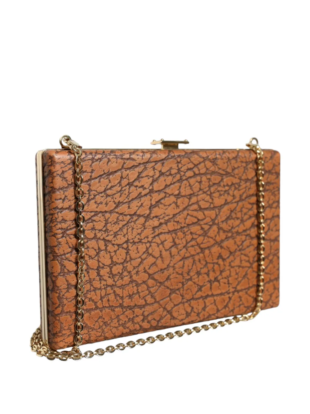 Dolce & Gabbana Leren clutch met textuur Bruin