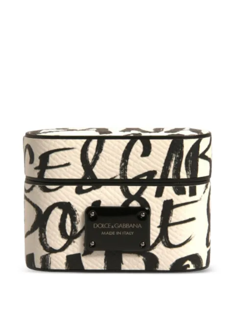 Dolce & Gabbana graffiti-print leather AirPods case