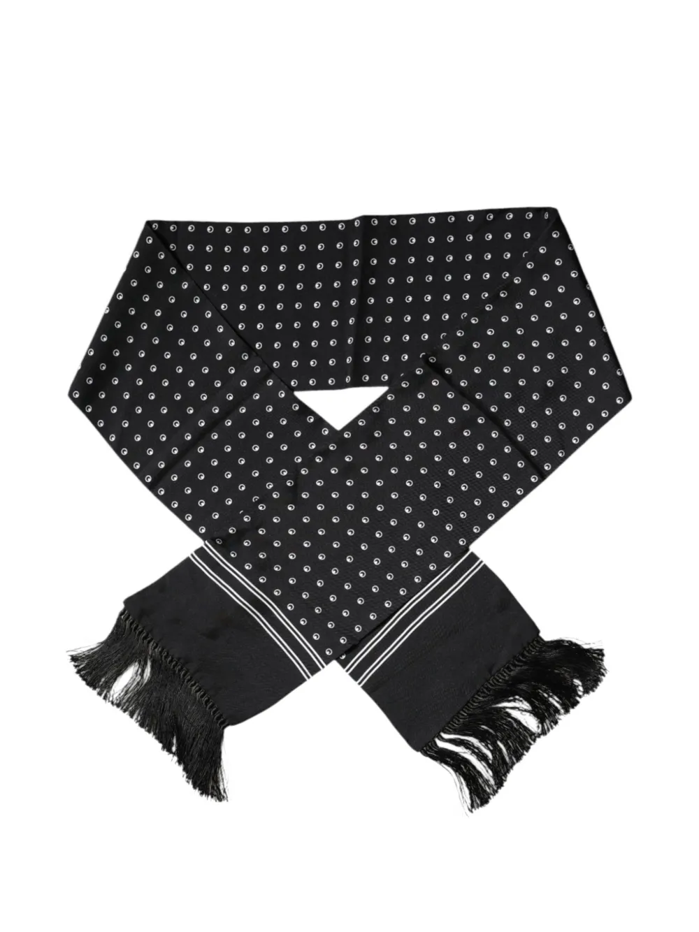 Dolce & Gabbana Sciarpa a pois con frange - Nero