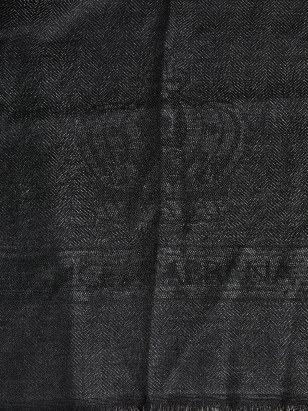 Dolce & Gabbana Sjaal met visgraat patroon en franje Zwart