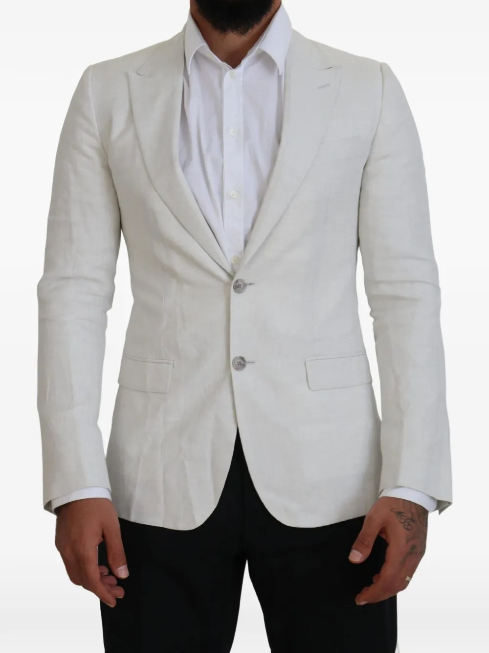 Dolce & Gabbana Linnen blazer met enkele rij knopen Wit