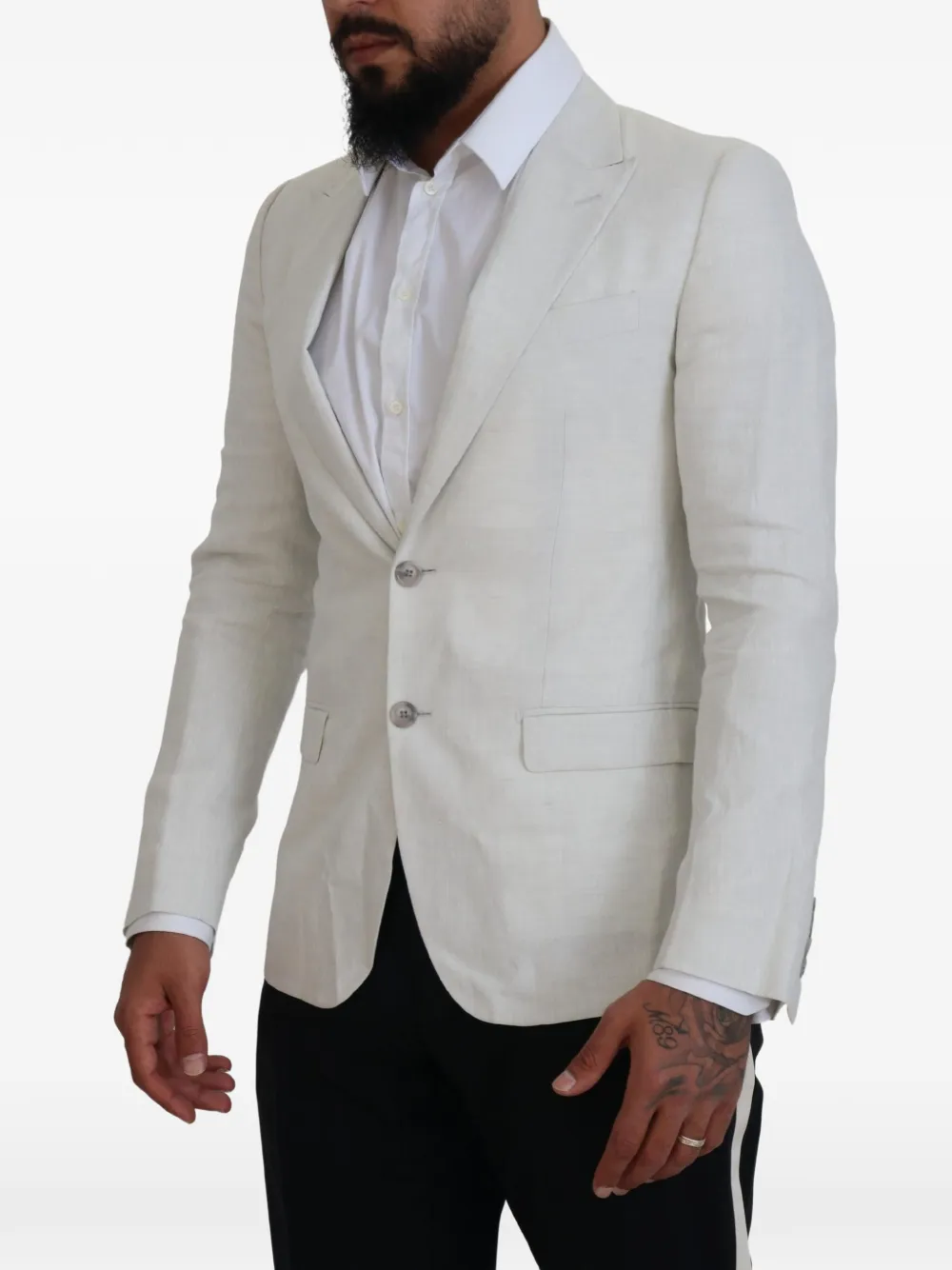 Dolce & Gabbana Linnen blazer met enkele rij knopen Wit