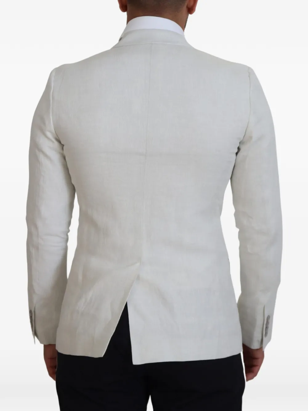 Dolce & Gabbana Linnen blazer met enkele rij knopen Wit