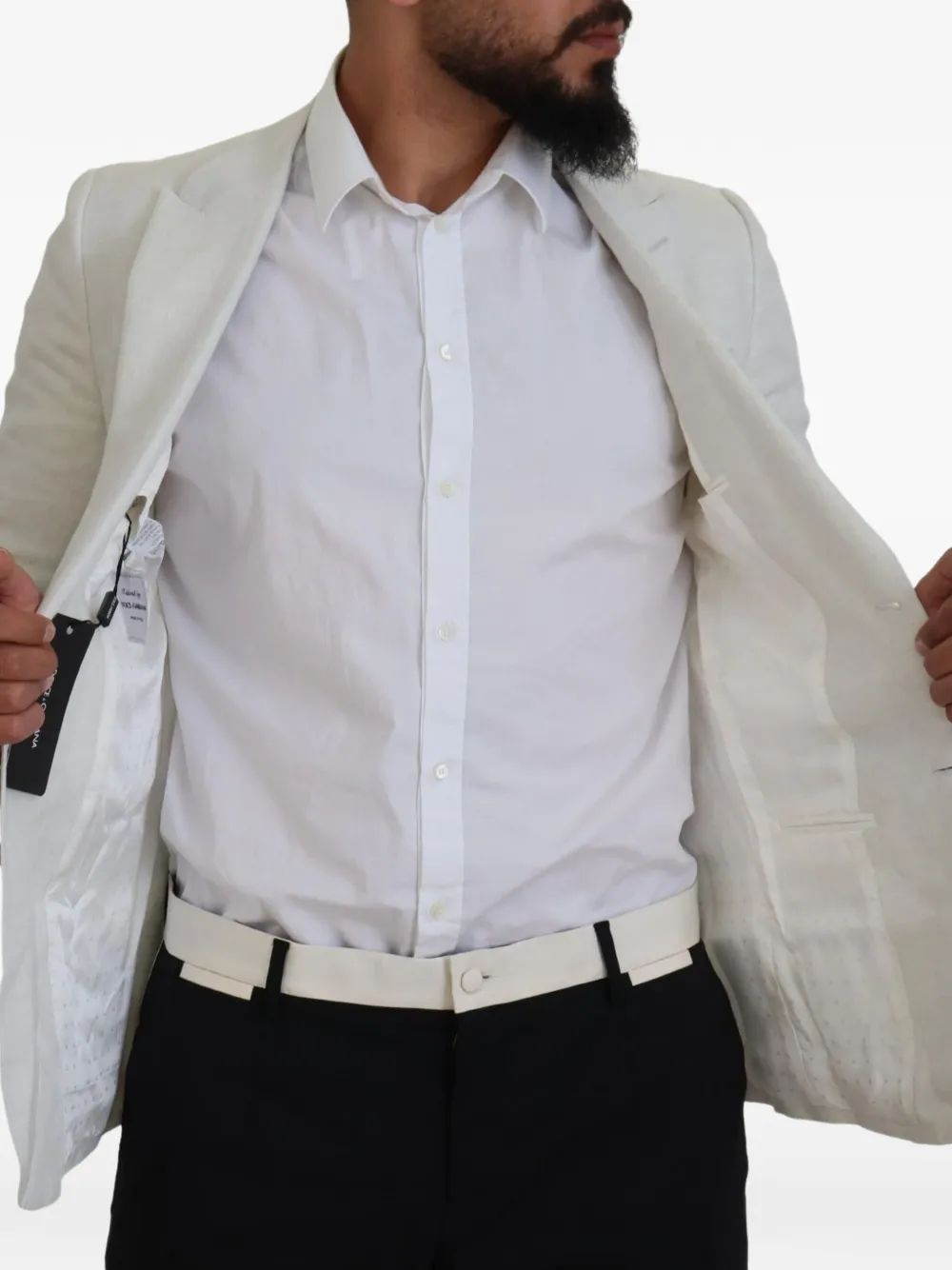 Dolce & Gabbana Linnen blazer met enkele rij knopen Wit