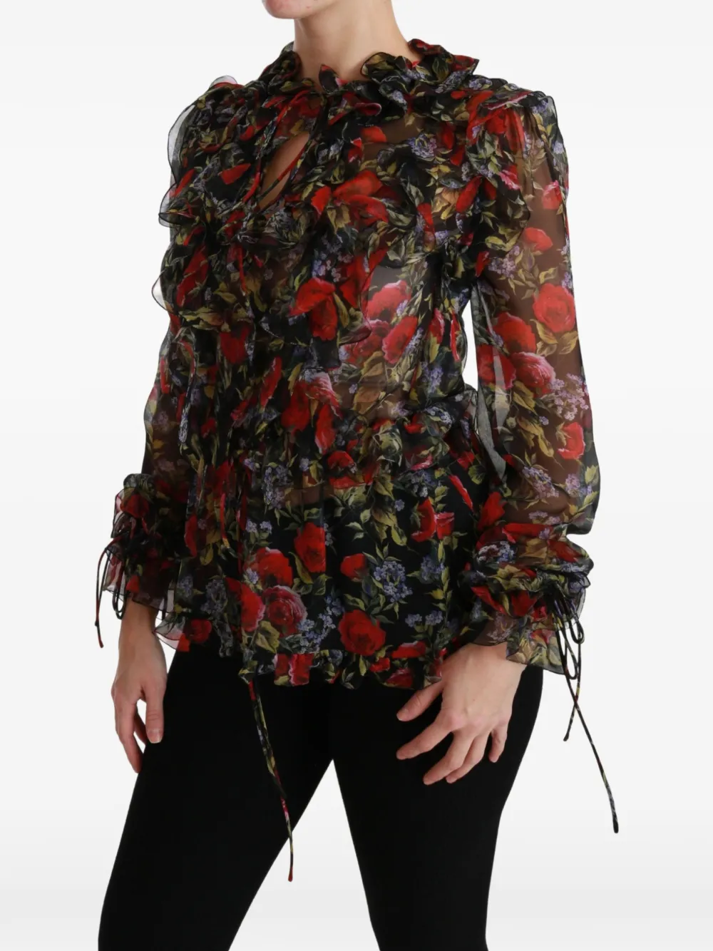 Dolce & Gabbana Shirt met bloemenprint Zwart