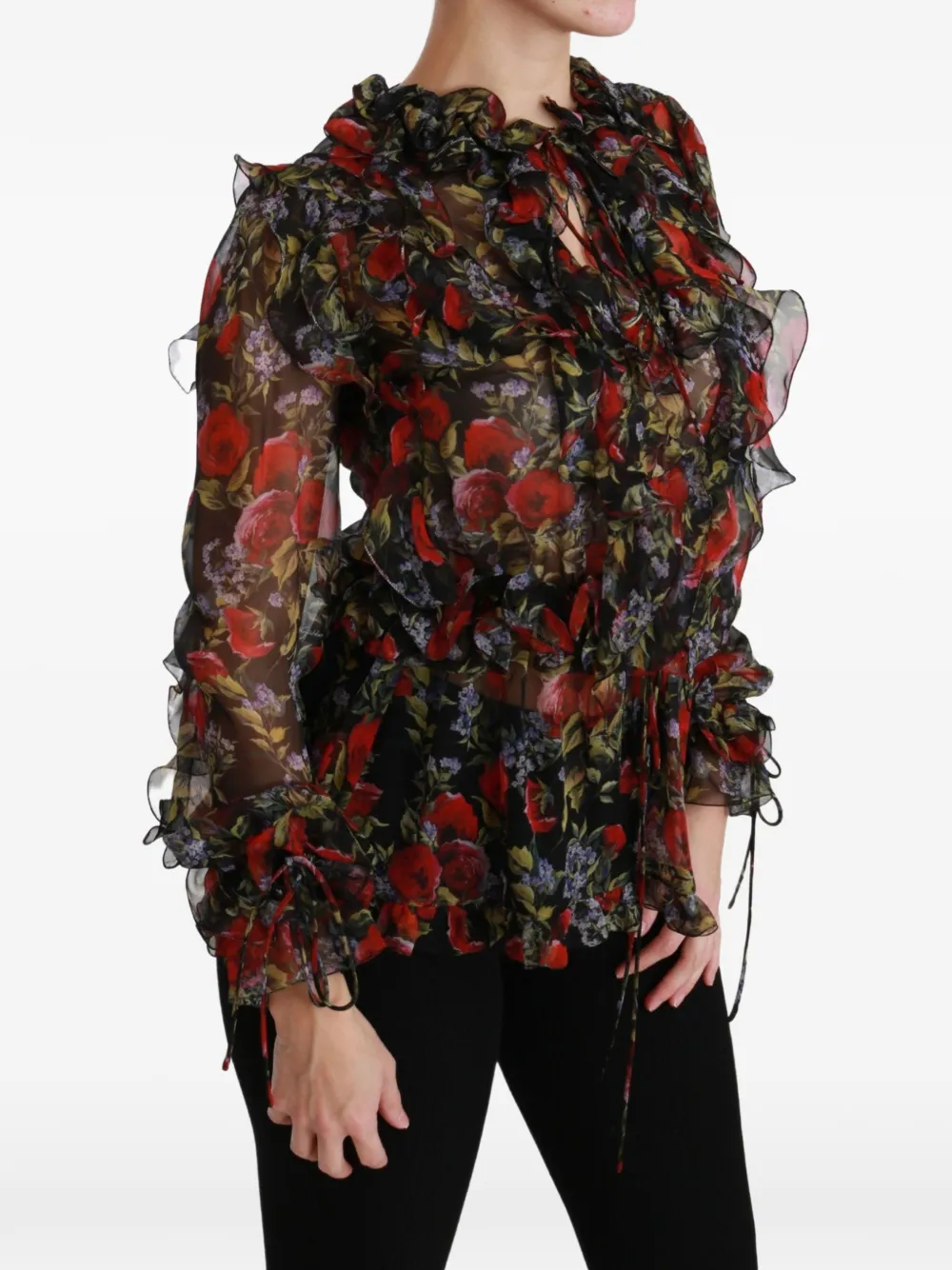 Dolce & Gabbana Shirt met bloemenprint Zwart