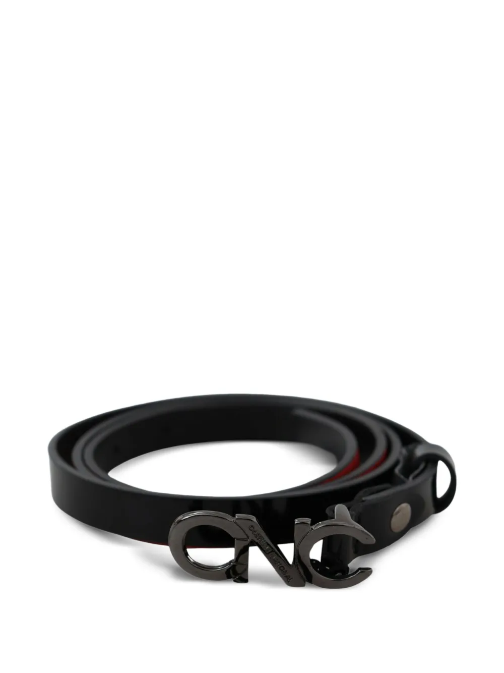 Costume National Leren riem met logogesp Zwart