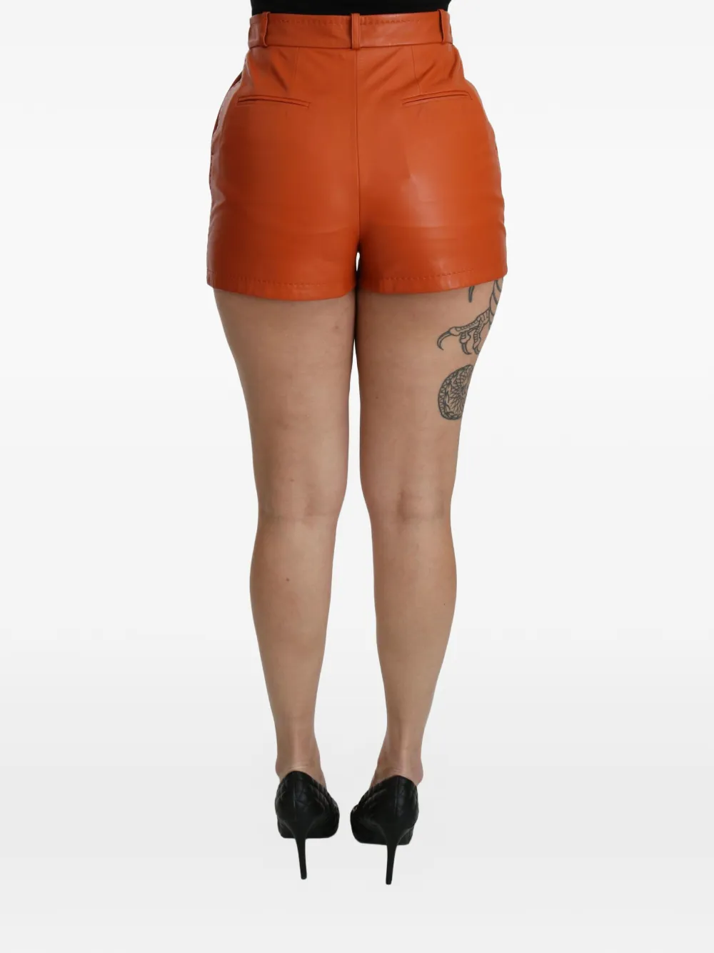 Dolce & Gabbana High waist leren shorts Oranje