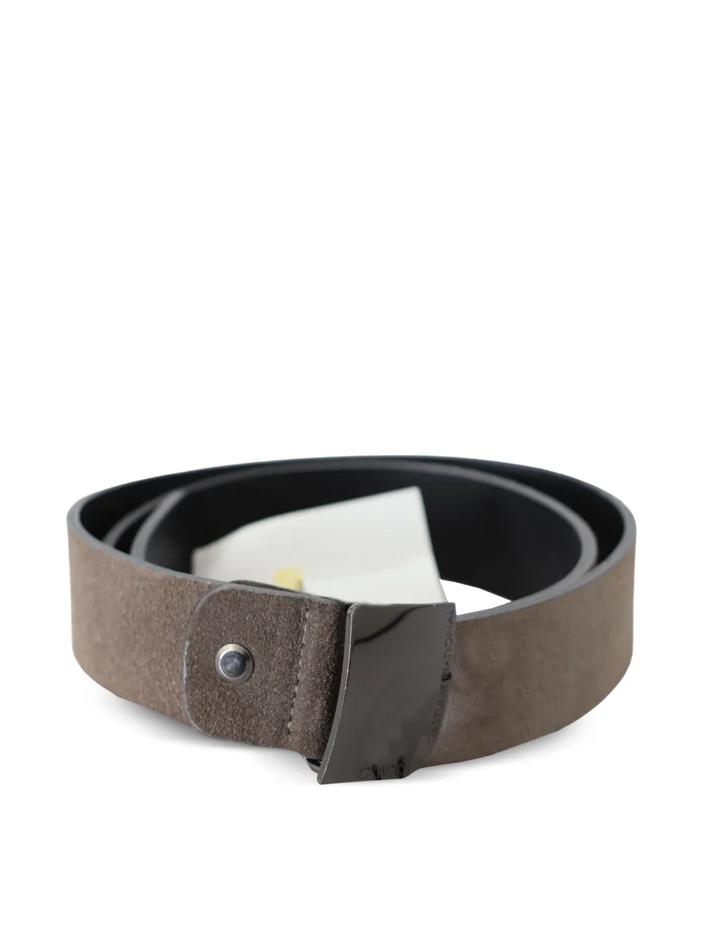 Costume National Riem met suède leren logogesp Bruin