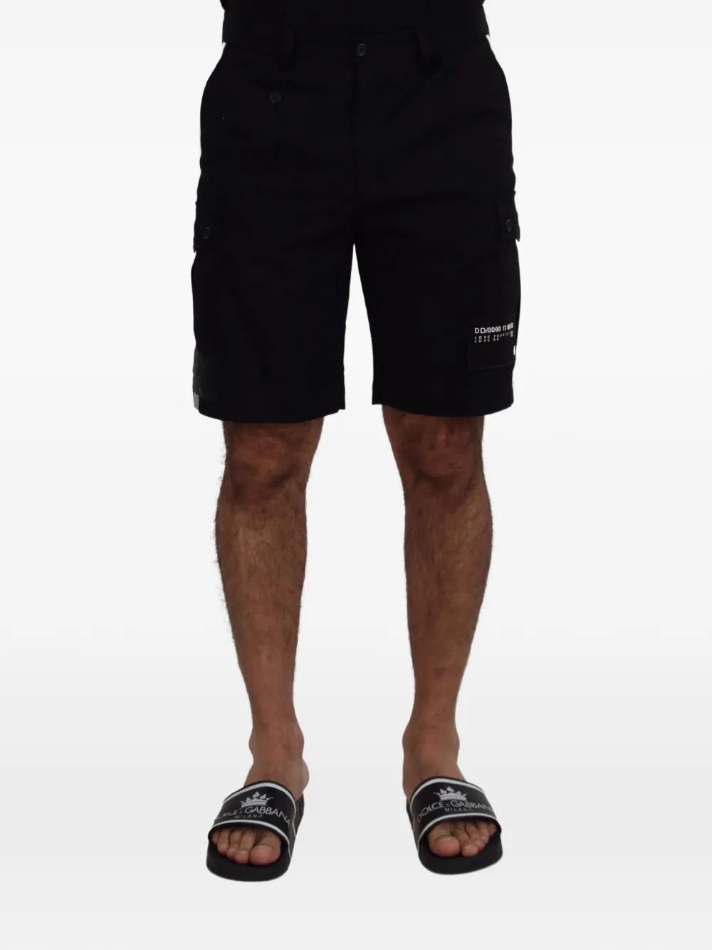 Dolce & Gabbana Cargo corti con applicazione logo - Nero