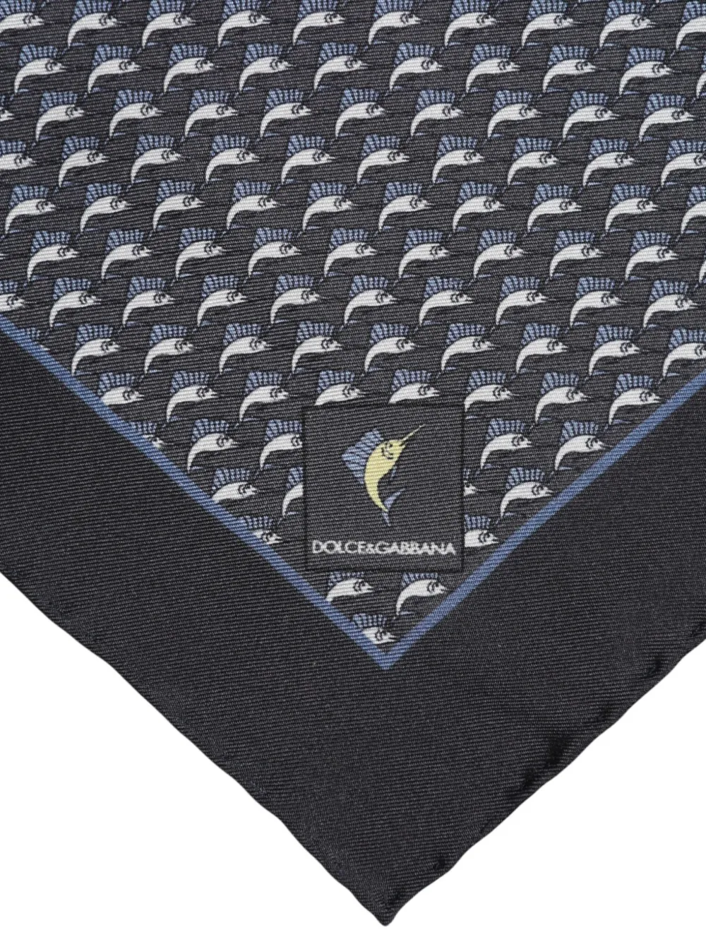 Dolce & Gabbana Zijden pochet met visprint Zwart