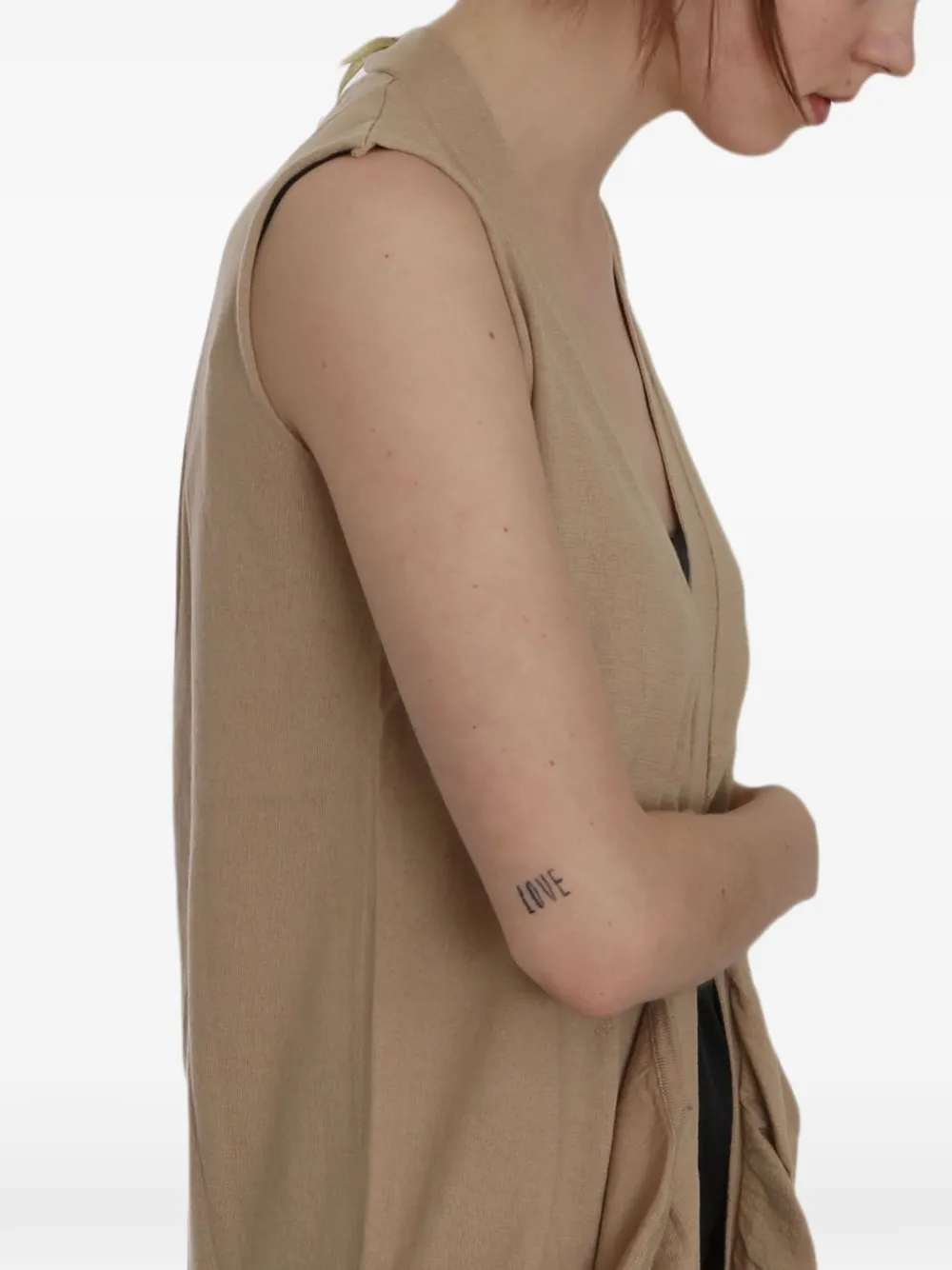 Pink Memories Gedrapeerd mouwloos vest Beige