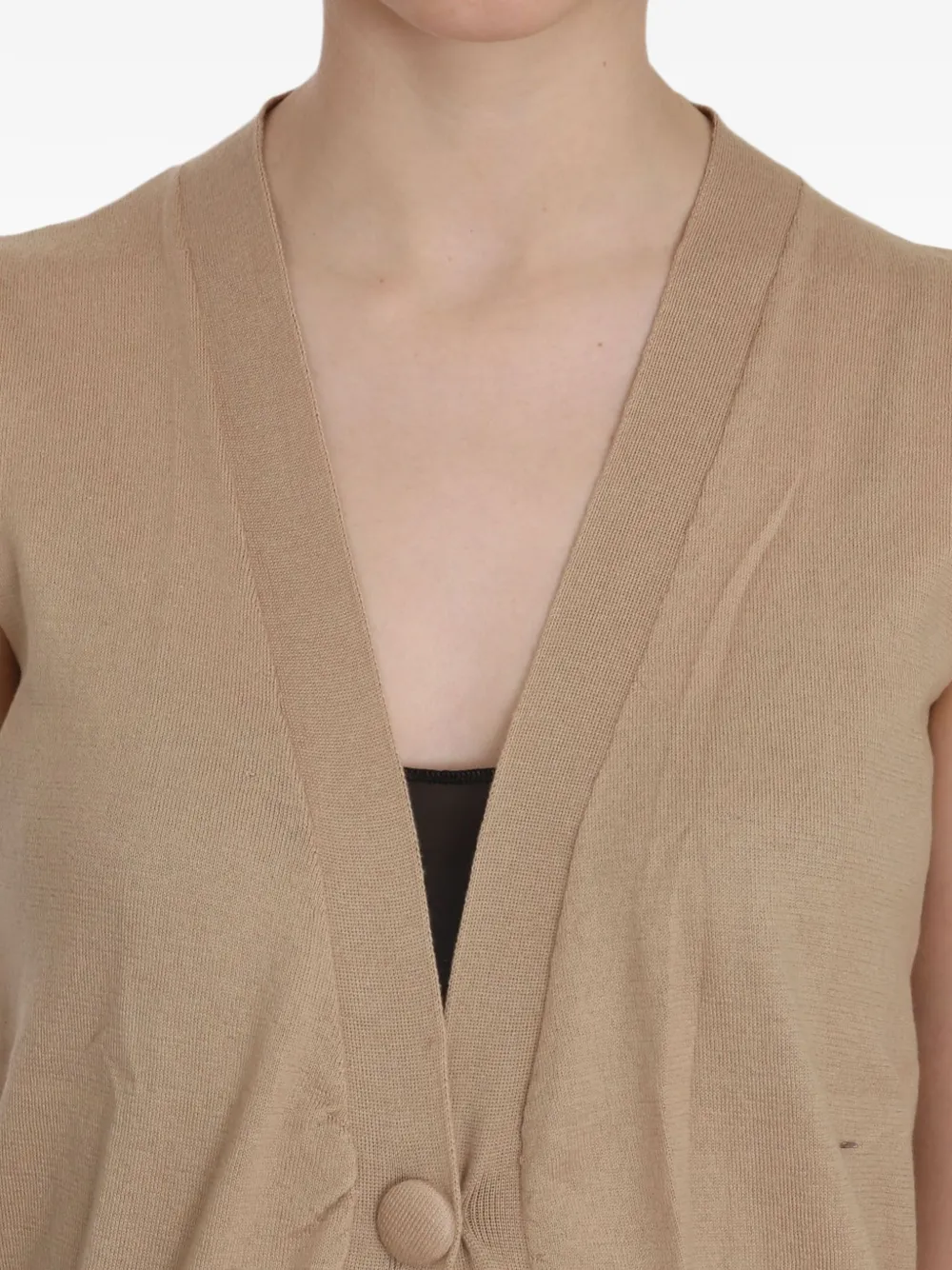 Pink Memories Gedrapeerd mouwloos vest Beige