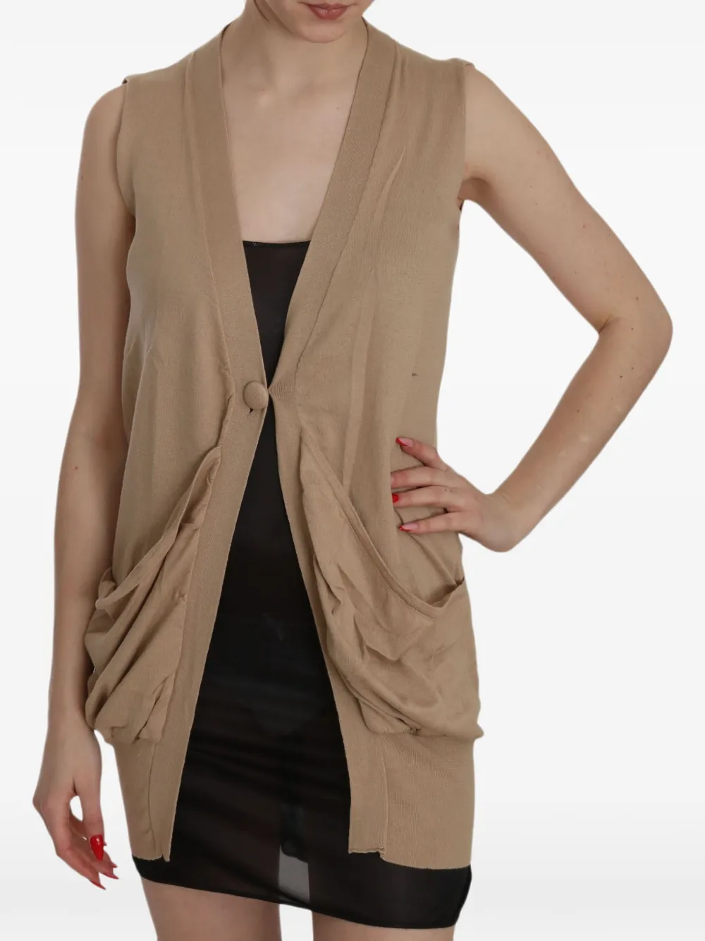 Pink Memories sleeveless draped cardigan