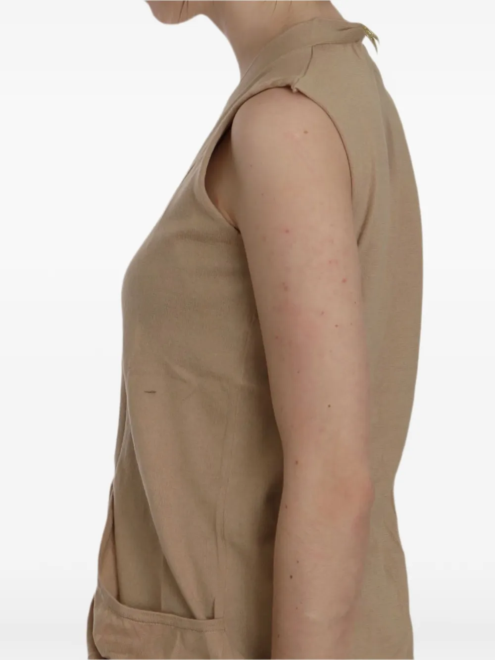 Pink Memories Gedrapeerd mouwloos vest Beige