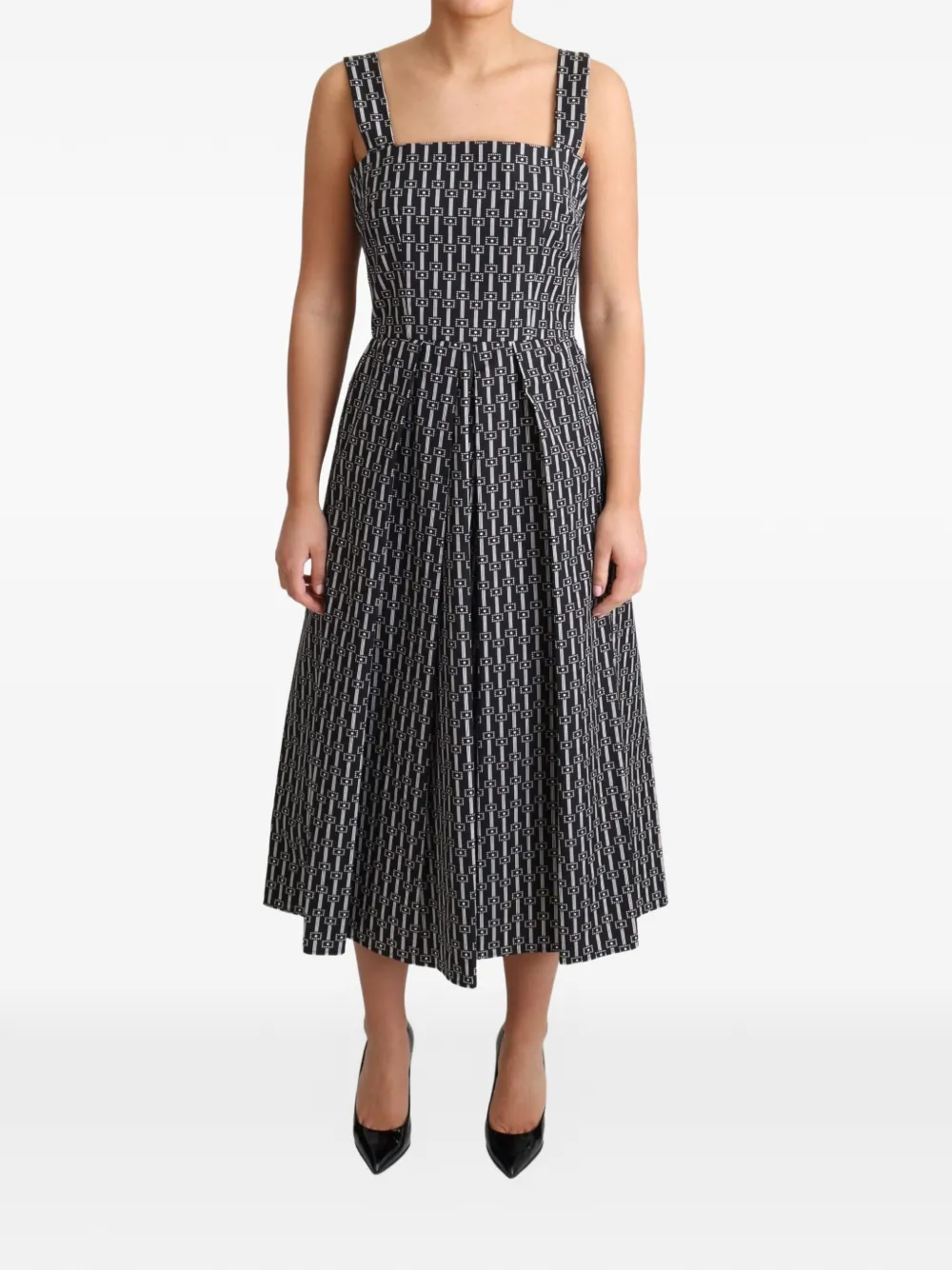 Dolce & Gabbana Abito midi con stampa - Nero