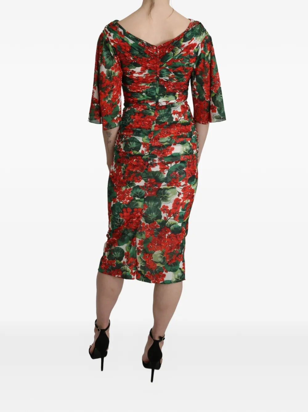 Dolce & Gabbana Midi-jurk met bloemenprint Rood