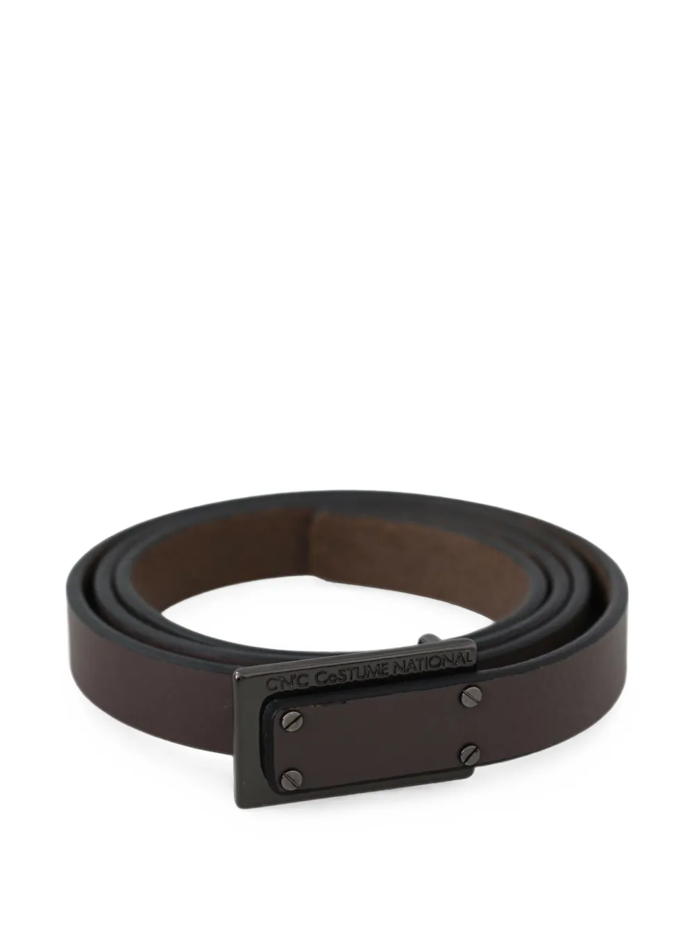 Costume National Leren riem met logogesp Bruin