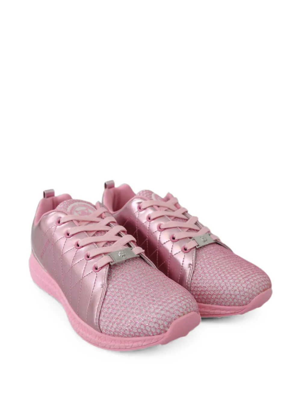 Plein Sport Gewatteerde sneakers met glitters mesh Roze