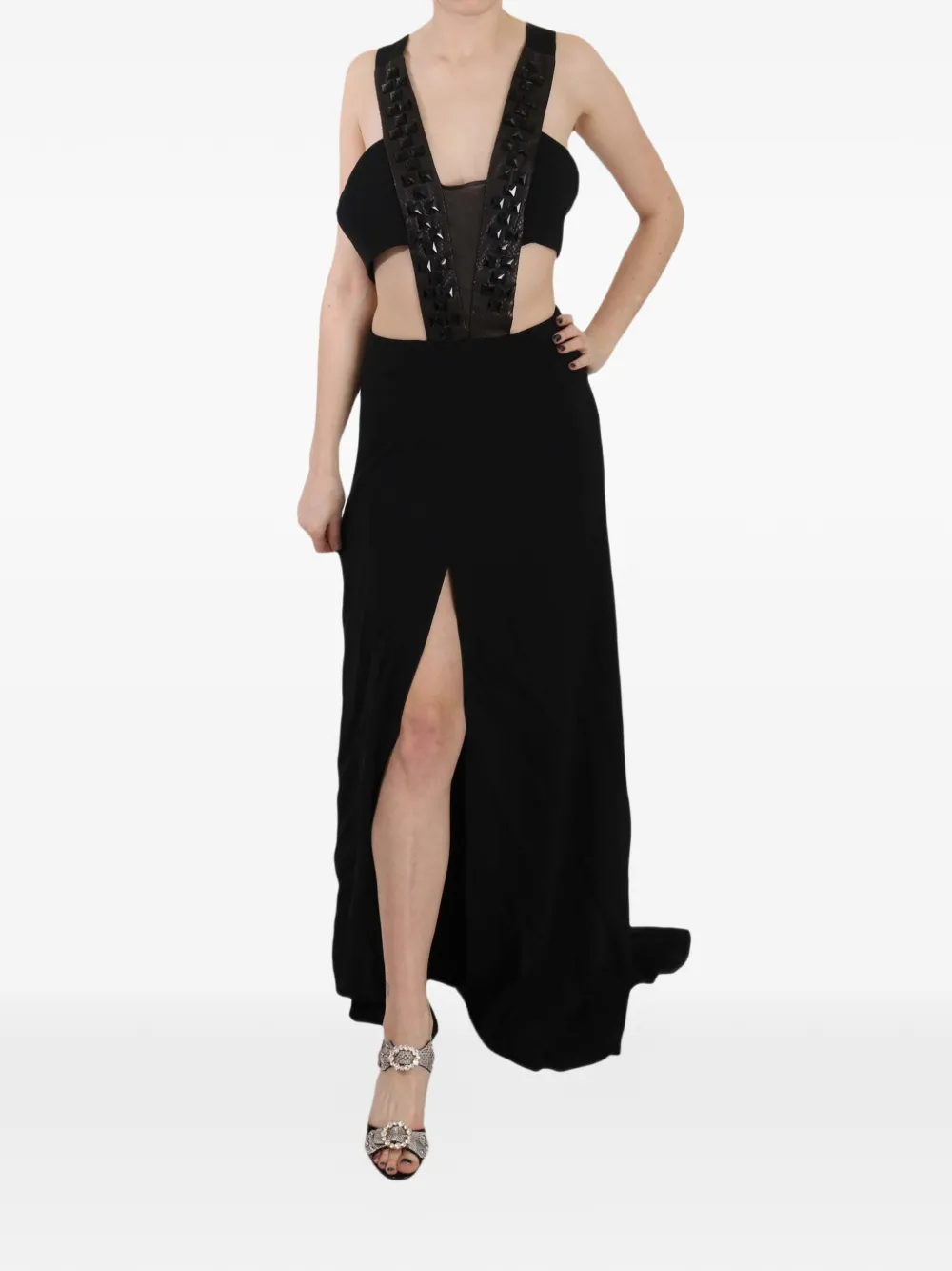 John Richmond Abito lungo con dettaglio cut-out - Nero