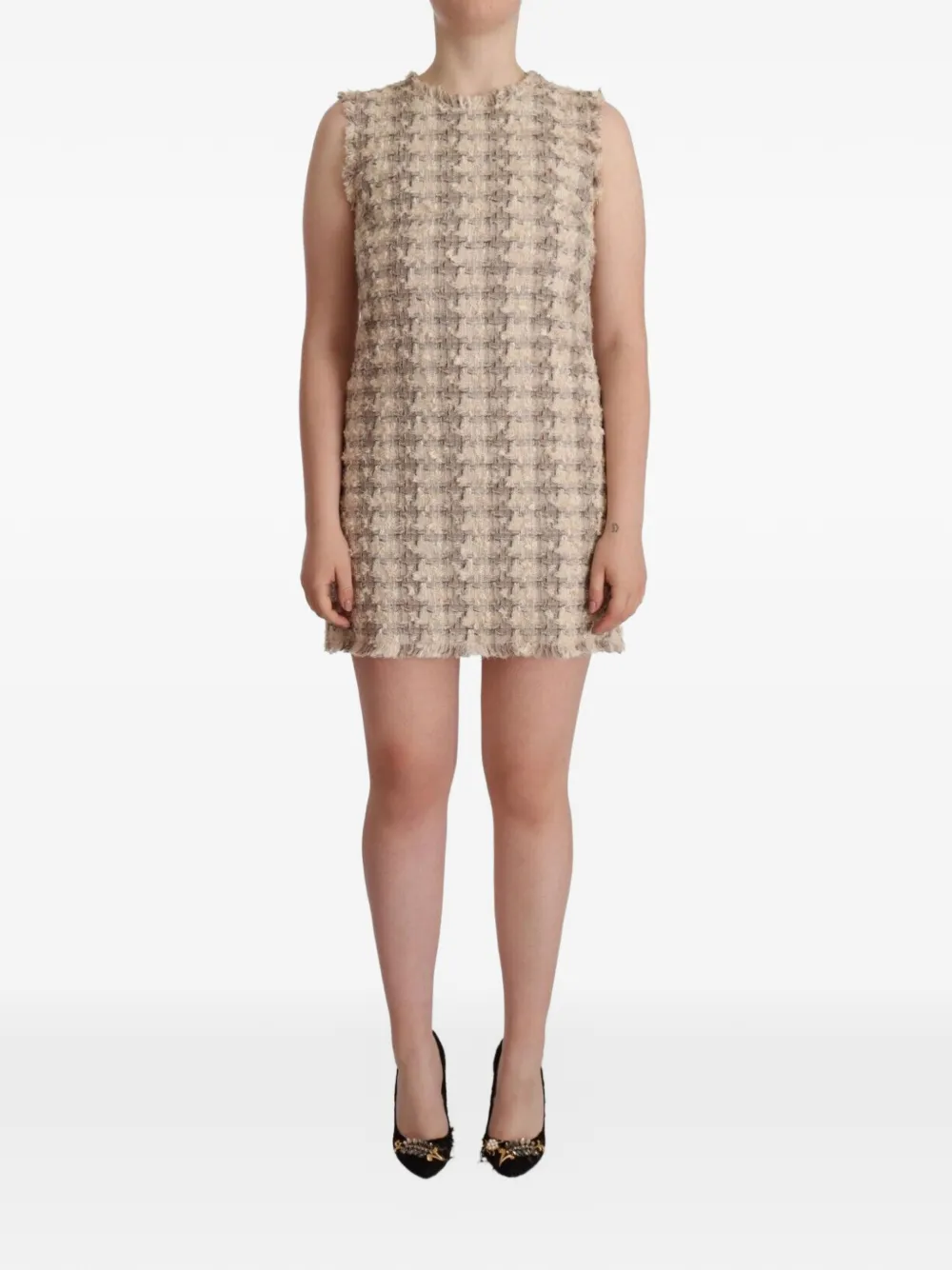 Dolce & Gabbana Minikleid mit ausgefransten Kanten - Nude