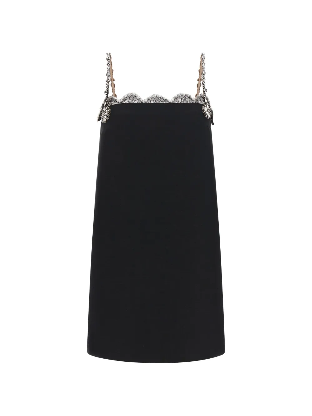 Valentino Garavani lace-trim crystal-embellished mini dress - Nero