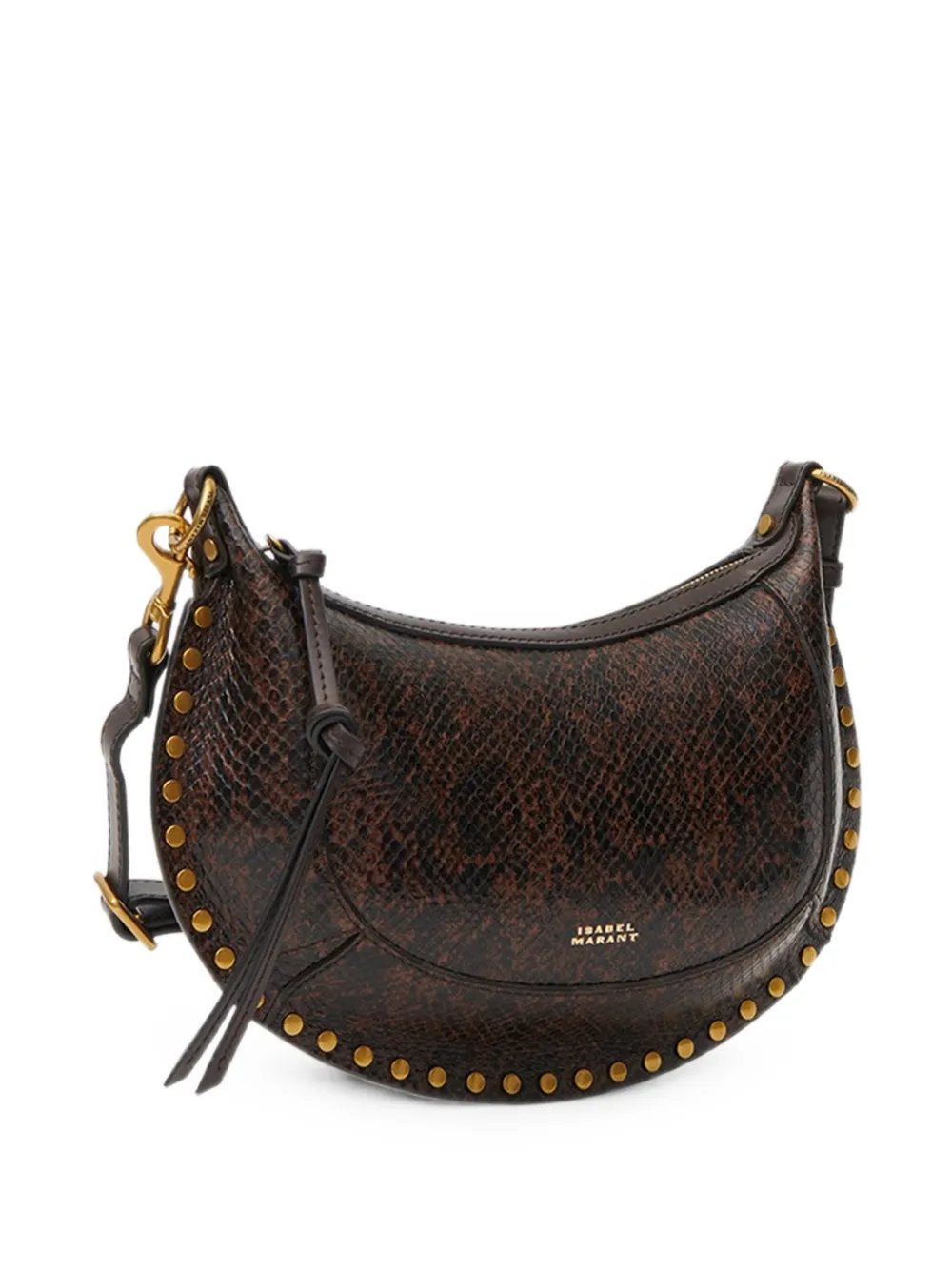 ISABEL MARANT Oskan Moon leren schoudertas met python-effect Bruin