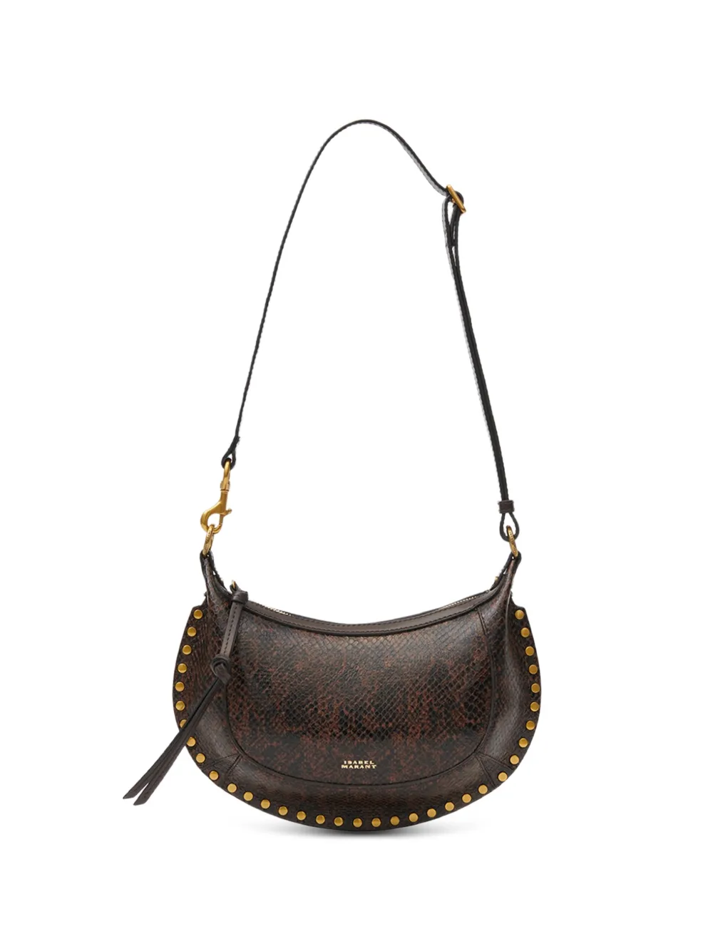 ISABEL MARANT Oskan Moon python-effect leather shoulder bag - Marrone