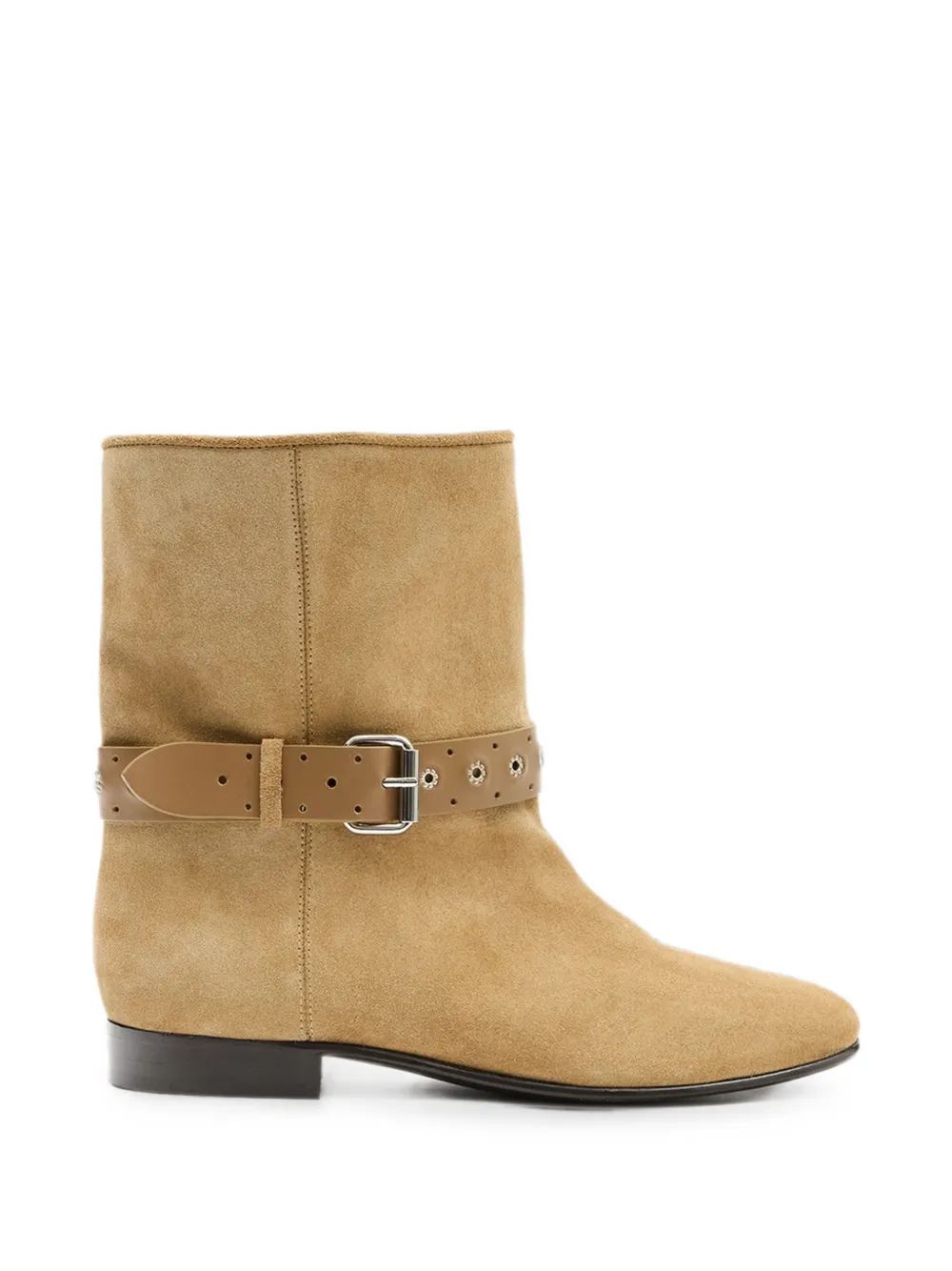 ISABEL MARANT Reena buckled suede ankle boots Beige