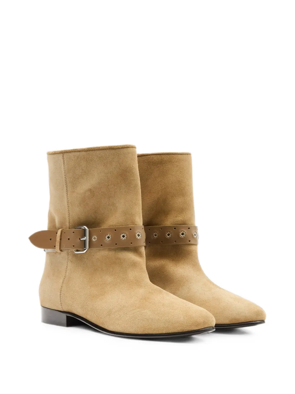ISABEL MARANT Reena buckled suede ankle boots Beige