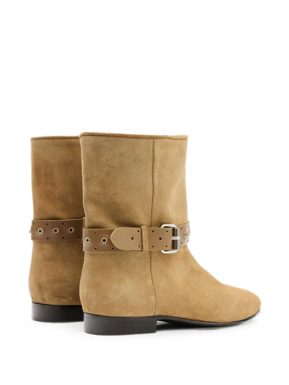 ISABEL MARANT Reena buckled suede ankle boots Beige