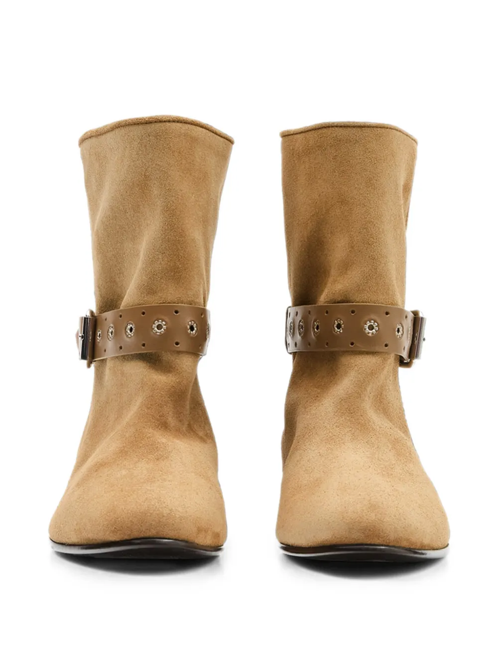 ISABEL MARANT Reena buckled suede ankle boots Beige