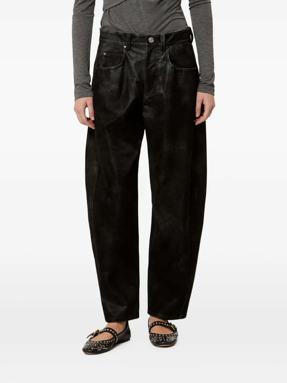 ISABEL MARANT Belky barrel-fit broek Zwart