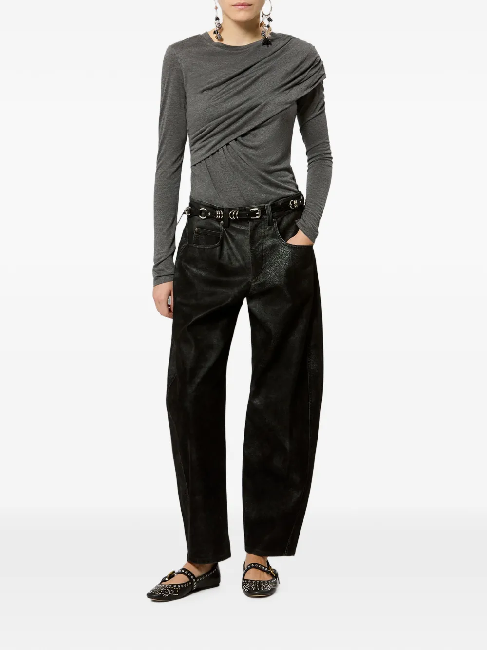 ISABEL MARANT Belky barrel-fit broek Zwart