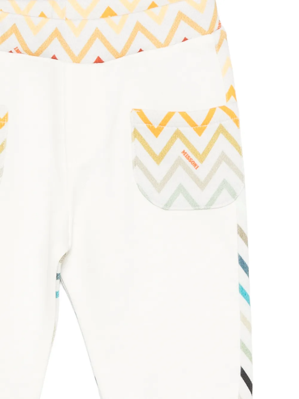 Missoni Kids Elastische trainingsbroek met zigzag-patroon Wit