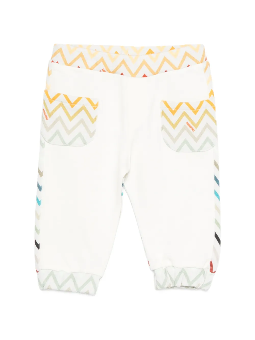 Missoni Kids zigzag-pattern elasticated tracksuit bottoms - Bianco
