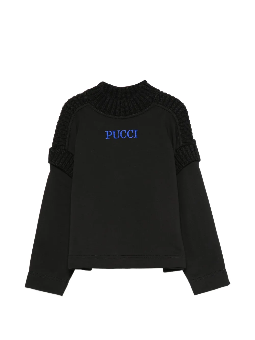 PUCCI Junior logo-embroidered ribbed-knit sweater - Nero