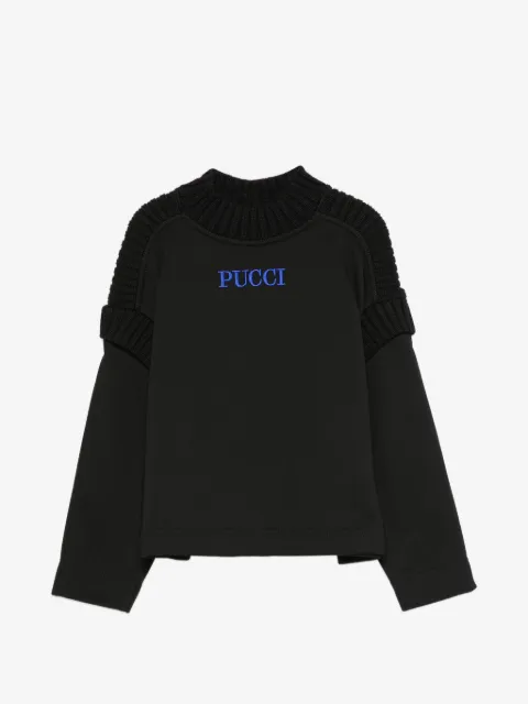 PUCCI Junior suéter tejido de canalé con logo bordado