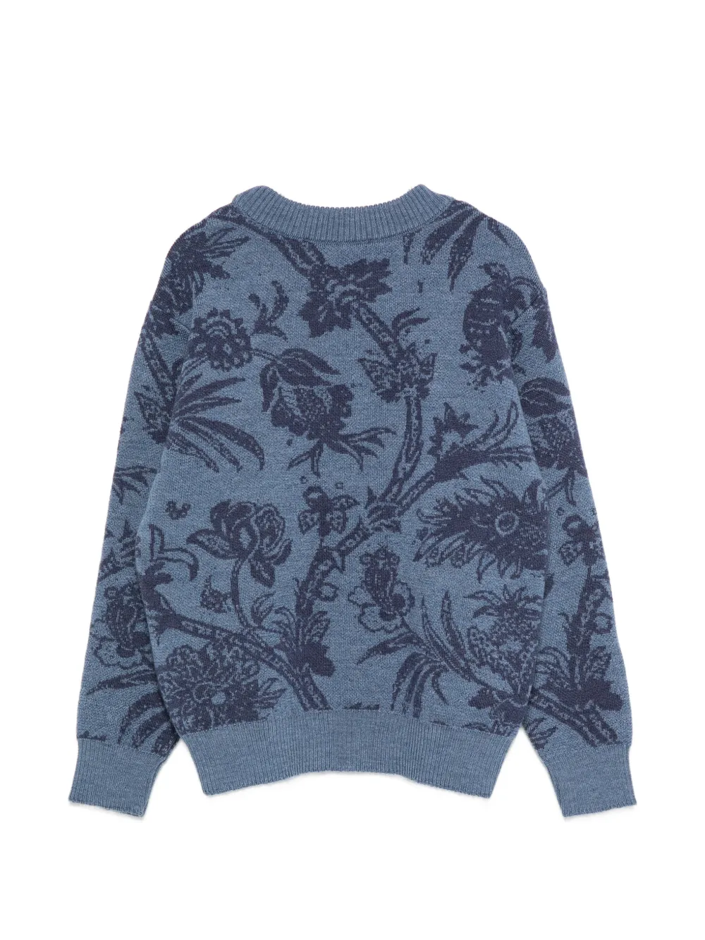 ETRO KIDS Trui met Pegasus-patroon en bloemen-intarsia Blauw