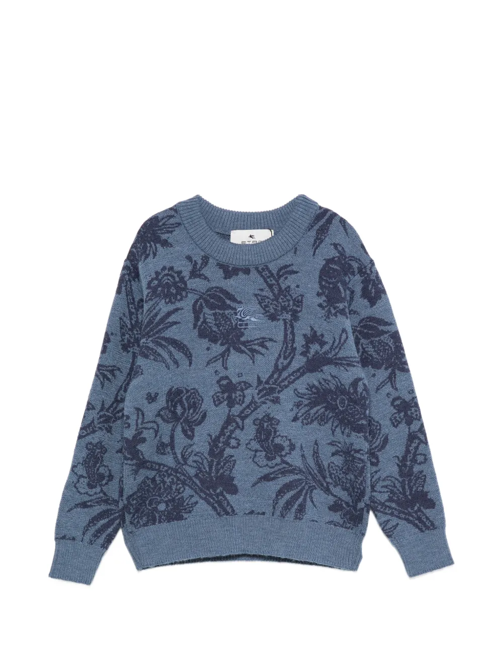 ETRO KIDS Pegasus-motif floral-intarsia sweater - Blu