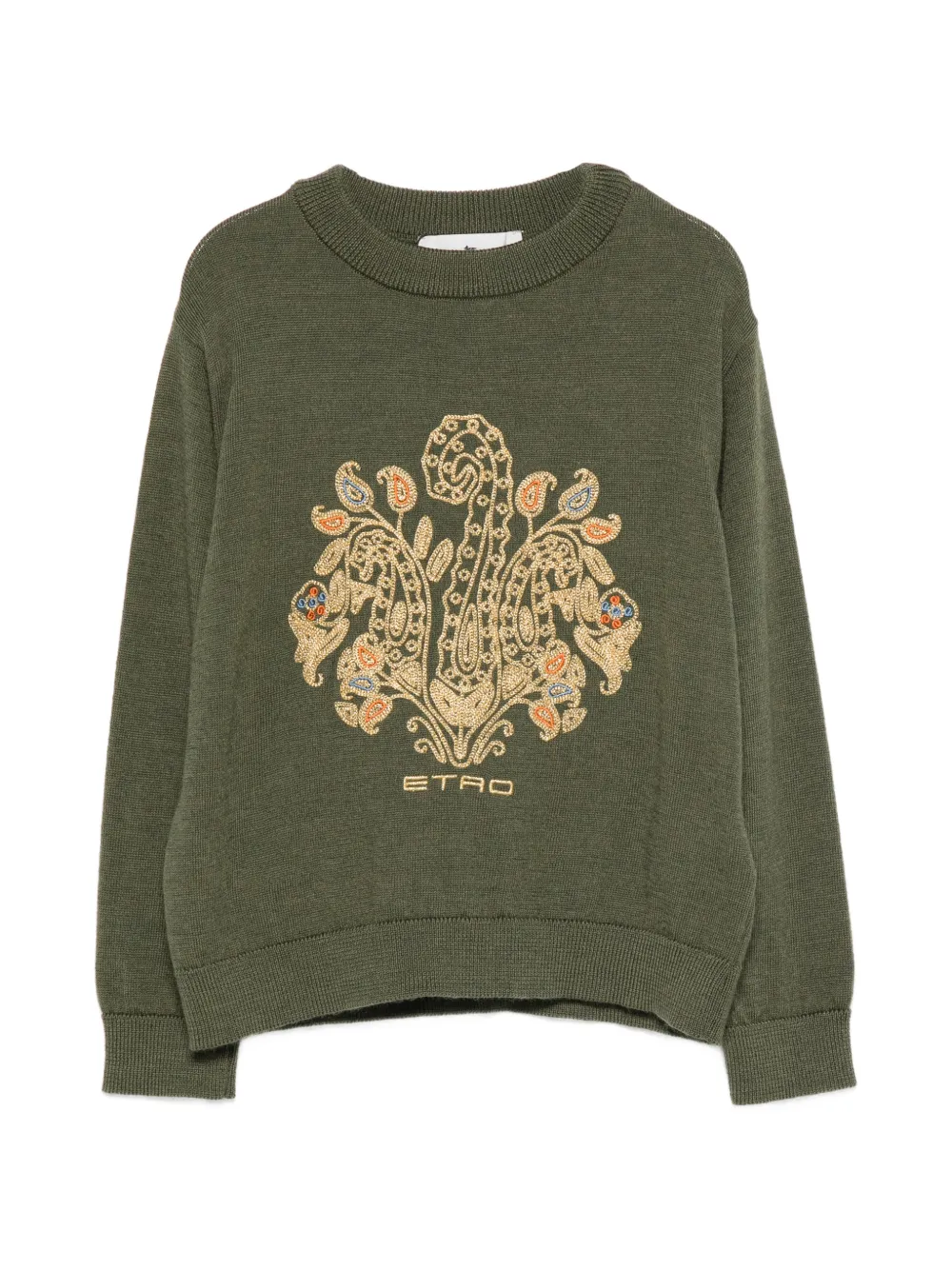 ETRO KIDS paisley-embroidered logo sweater - Verde